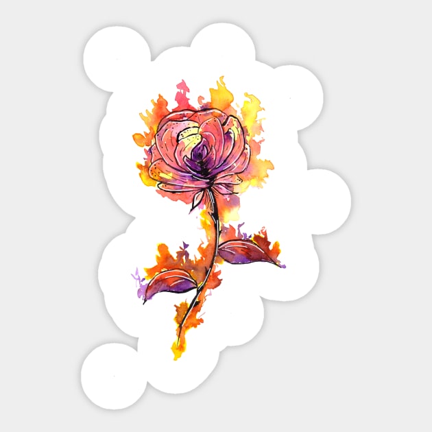 Burning Rose Sticker by ZeichenbloQ